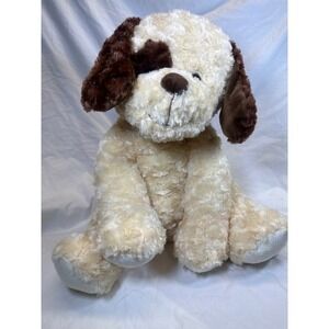 Toys R Us Plush Puppy Dog Cream Brown Eye Patch Stuffed Animal 5F601EC NWT